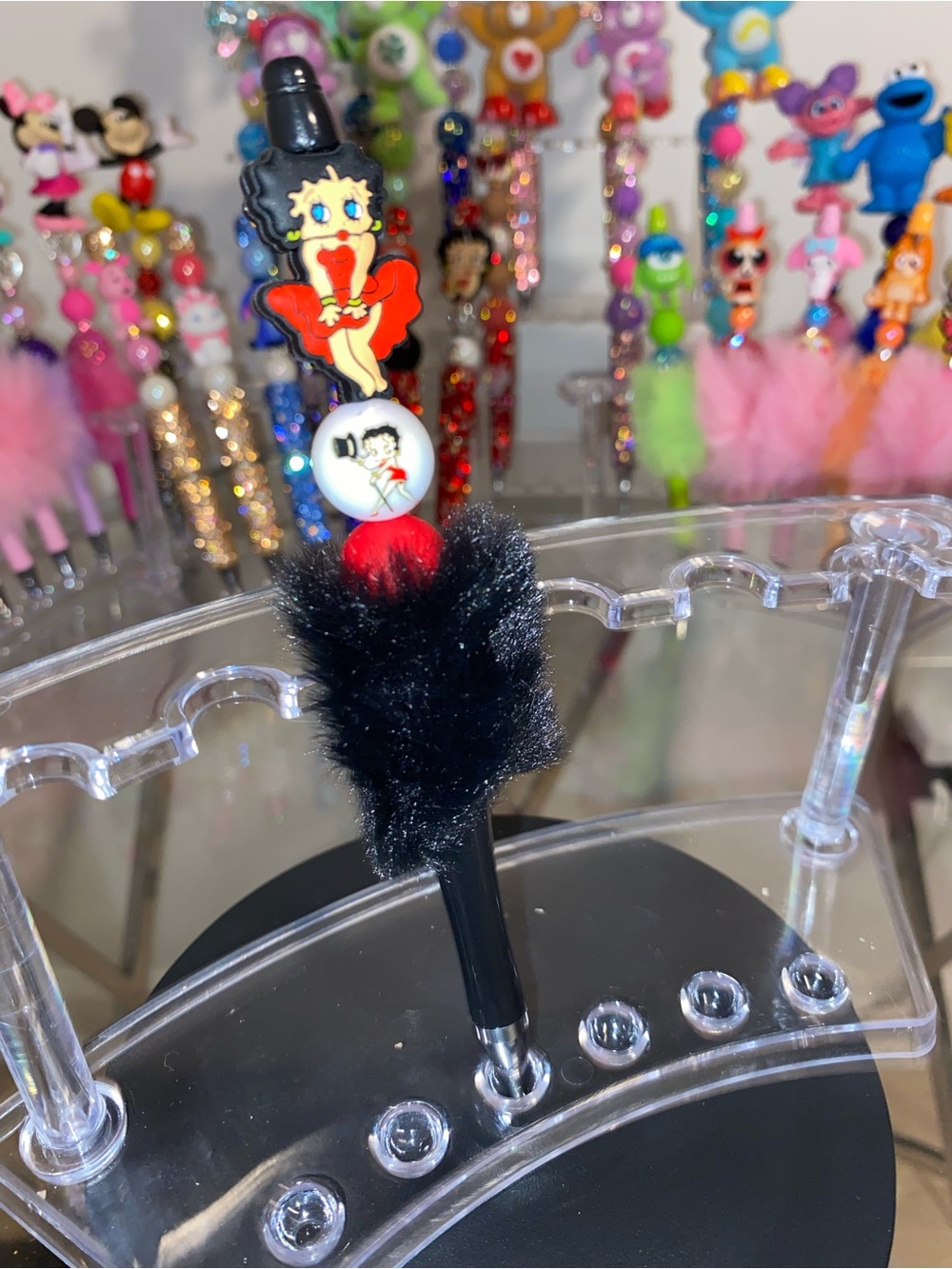 Betty Boop Black Fuzzy Pen